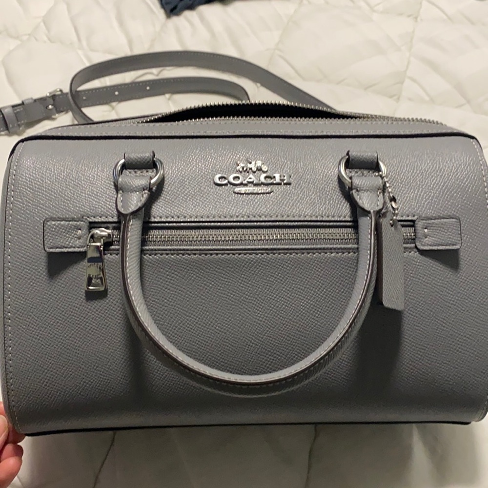 Coach Rowan satchel/crossbody. Crossgrain leather. Color “Twilight”